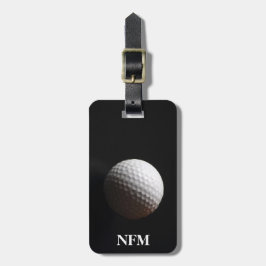 Etiqueta Para Maletas Monograma de viaje Pelota de Golf Blanca sobre Neg