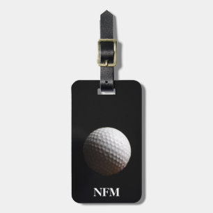 Etiqueta Para Maletas Monograma de viaje Pelota de Golf Blanca sobre Neg