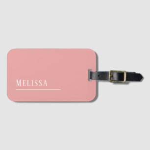 Etiqueta Para Maletas Monograma de viaje, rosa rubor