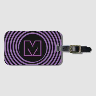 Etiqueta Para Maletas Monograma de vórtice en espiral morado genial