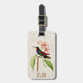 Etiqueta Para Maletas Monograma del arte del vintage del colibrí del