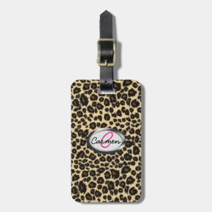 Etiqueta Para Maletas Monograma del estampado leopardo