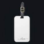 Etiqueta Para Maletas Monograma del guión de la cuna blanca negra modern<br><div class="desc">Monograma plateado y blanco Añade tu propio nombre Script Firma almohada. La etiqueta de la bolsa de equipaje hace el dulce perfecto de 16 años,  boda,  ducha de novia,  ducha de bebé o regalo de soltera para alguien que ama un estilo moderno y elegante de la moda.</div>