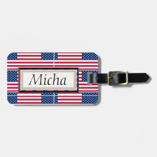 Etiqueta Para Maletas Monograma del modelo de la bandera americana