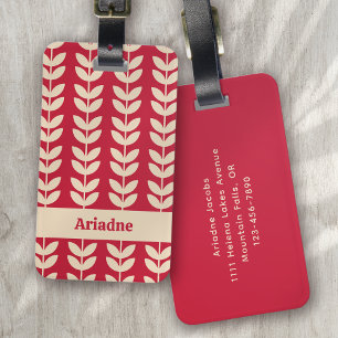 Etiqueta Para Maletas Monograma del patrón de hojas de vibe retro de Ber