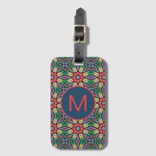 Etiqueta Para Maletas Monograma del patrón de Kaleidoscopio ordenado col