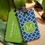 Etiqueta Para Maletas Monograma del patrón de quatrefoil de limón y mari<br><div class="desc">Un diseño atrevido y gráfico de quatrefoil en colores frescos y alegres. Si necesita ajustar los monogramas,  haga clic en el botón personalizar y realice cambios.</div>