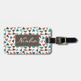 Etiqueta Para Maletas Monograma del patrón de triángulo de color de agua