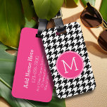 Etiqueta Para Maletas Monograma del patrón Houndstap Black White Hot Pin<br><div class="desc">Un diseño clásico y precoz para cualquiera. Están disponibles colores y monogramas de moda. Un patrón retro con un toque moderno. Los elementos son más fáciles de personalizar cuando se reemplaza todo el texto primero. Si su arte todavía necesita ser ajustado, haga clic en el botón Personalizar Este botón. Esto...</div>