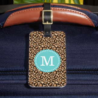 Etiqueta Para Maletas Monograma del Personalizado de impresión de leopar