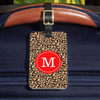 Etiqueta Para Maletas Monograma del Personalizado de impresión rojo y le