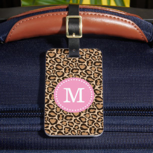 Etiqueta Para Maletas Monograma del Personalizado de impresión rosa y le