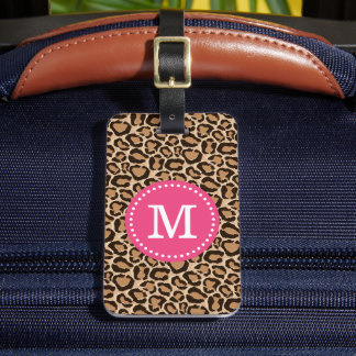 Etiqueta Para Maletas Monograma del Personalizado de impresión rosa y le