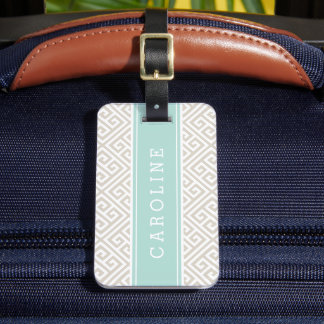 Etiqueta Para Maletas Monograma del Personalizado de llaves Linen Beige 