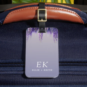 Etiqueta Para Maletas Monograma del Personalizado floral púrpura de grad