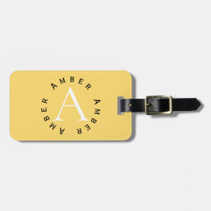 Etiqueta Para Maletas Monograma del Personalizado moderno amarillo Dande