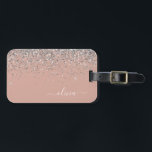Etiqueta Para Maletas Monograma del Purpurina plateado rosa de la rosa r<br><div class="desc">Oro Rosa - Etiqueta de la bolsa de equipaje del Purpurina de espuma rosada y plateada de Rubor. Esto hace que el dulce perfecto cumpleaños 16,  boda,  ducha de novia,  ducha de bebé o fiesta de soltera sea regalo para alguien que decora su habitación con estilo.</div>