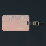 Etiqueta Para Maletas Monograma del Purpurina plateado rosa de la rosa r<br><div class="desc">Oro Rosa - Etiqueta de la bolsa de equipaje del Purpurina de espuma rosada y plateada de Rubor. Esto hace que el dulce perfecto cumpleaños 16,  boda,  ducha de novia,  ducha de bebé o fiesta de soltera sea regalo para alguien que decora su habitación con estilo.</div>