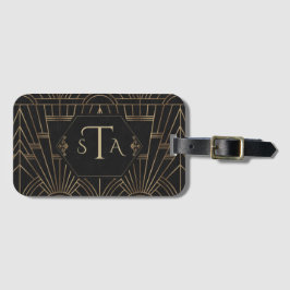 Etiqueta Para Maletas Monograma del Royal Gold Black Great Gatsby 20s