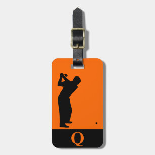 Etiqueta Para Maletas Monograma Deportes Naranja Negro Viaje para el equ