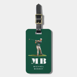 Etiqueta Para Maletas Monograma Deportivo de Golfista Verde Moderno