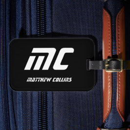 Etiqueta Para Maletas Monograma Deportivo Personalizado Genial en Blanco