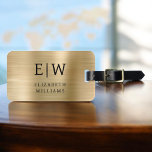 Etiqueta Para Maletas Monograma dorado cepillado metálico elegante<br><div class="desc">Presentamos nuestra etiqueta Monogram Brushed Metallic Elegant Lumalets: eleve tu experiencia de viaje con este sofisticado accesorio. Esta etiqueta de equipaje, elaborada a partir de material metálico cepillado, desprende elegancia y estilo. El diseño del monograma le aporta un toque personalizado, facilitando la identificación de su equipaje y añadiendo un toque...</div>