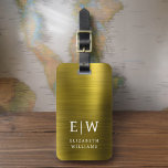 Etiqueta Para Maletas Monograma dorado cepillado metálico elegante<br><div class="desc">Presentamos nuestra etiqueta Monogram Brushed Metallic Elegant Lumalets: eleve tu experiencia de viaje con este sofisticado accesorio. Esta etiqueta de equipaje, elaborada a partir de material metálico cepillado, desprende elegancia y estilo. El diseño del monograma le aporta un toque personalizado, facilitando la identificación de su equipaje y añadiendo un toque...</div>