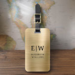Etiqueta Para Maletas Monograma dorado cepillado metálico elegante<br><div class="desc">Presentamos nuestra etiqueta Monogram Brushed Metallic Elegant Lumalets: eleve tu experiencia de viaje con este sofisticado accesorio. Esta etiqueta de equipaje, elaborada a partir de material metálico cepillado, desprende elegancia y estilo. El diseño del monograma le aporta un toque personalizado, facilitando la identificación de su equipaje y añadiendo un toque...</div>