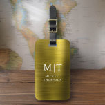 Etiqueta Para Maletas Monograma dorado cepillado metálico elegante<br><div class="desc">Aumente su experiencia de viaje con nuestro clásico elegante y moderno Monograma Minimalista Etiqueta para el equipaje. Este accesorio de diseño meticuloso combina a la perfección la elegancia atemporal con el minimalismo contemporáneo, asegurando que su equipaje se destaque con la sofisticación. Diseñada con precisión y atención a los detalles, esta...</div>