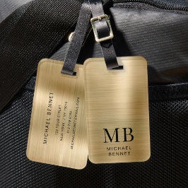 Etiqueta Para Maletas Monograma Dorado Elegante