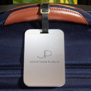 Etiqueta Para Maletas Monograma dorado plateado Aspecto elegante moderno