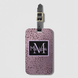 Etiqueta Para Maletas Monograma Dusky Violet Leopard