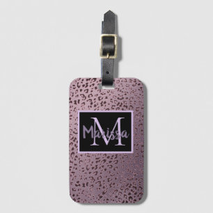 Etiqueta Para Maletas Monograma Dusky Violet Leopard