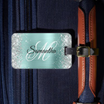 Monograma elegante de lámina de turquesa pálido co