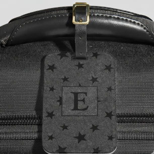 Etiqueta Para Maletas Monograma elegante de Moda moderna Estrella negra