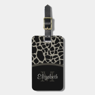 Etiqueta Para Maletas Monograma elegante y nombre del estampado de
