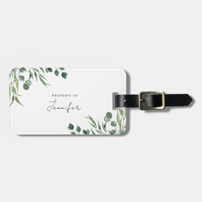 Etiqueta Para Maletas Monograma Eucalyptus Botánicos (Frente Horizontal)