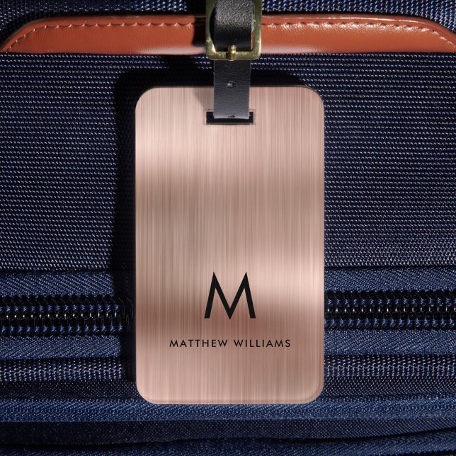 Etiqueta Para Maletas Monograma Faux Rosa Gold Metalizado Steel Styling  (Subido por el creador)