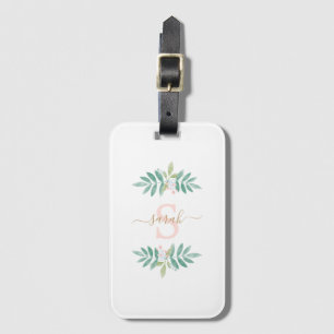 Etiqueta Para Maletas Monograma floral acuarela
