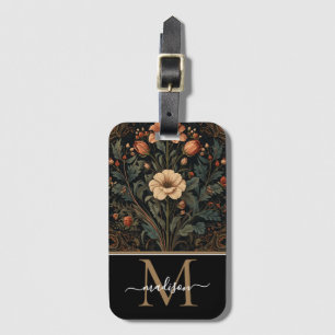 Etiqueta Para Maletas Monograma floral Art Nouveau de William Morris