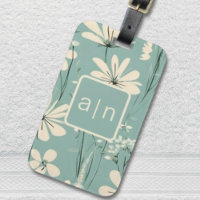 Monograma Floral azul moderno