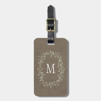Etiqueta Para Maletas Monograma Floral de Burlap vintage