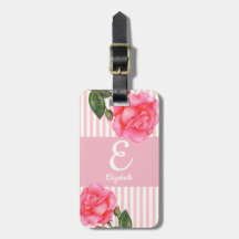 Monograma floral de color de agua rosa personaliza