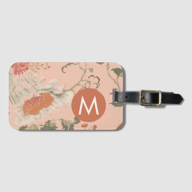 Etiqueta Para Maletas Monograma floral de moda (Anverso horizontal)