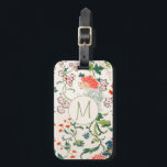 Etiqueta Para Maletas Monograma floral elegante<br><div class="desc">Diseño de impresión floral de jardín elegante con guión en monograma inicial. Un regalo o accesorio perfecto para el personalizado.</div>