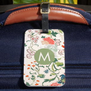 Etiqueta Para Maletas Monograma floral elegante