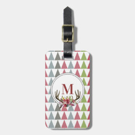 Etiqueta Para Maletas Monograma Floral Moderno Antler