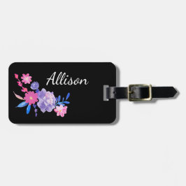 Etiqueta Para Maletas Monograma floral simple en acuarela