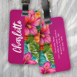 Etiqueta Para Maletas Monograma Floral Tropical Hibiscus<br><div class="desc">Viajar con estilo con este diseño moderno</div>